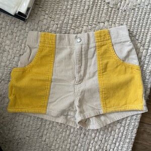 Urban Outfitters High Waist Yellow and Cream Shorts